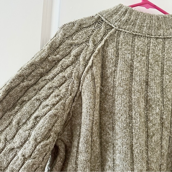 Free People Snow Bird Cable Knit Sweater Beige Tan Women’s Size Small Cabincore - Picture 14 of 16